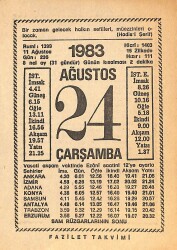 24 Ağustos 1983 Takvim Yaprağı - Doğum Günü Hediyesi EFMN15390 - Gökçekoleksiyon