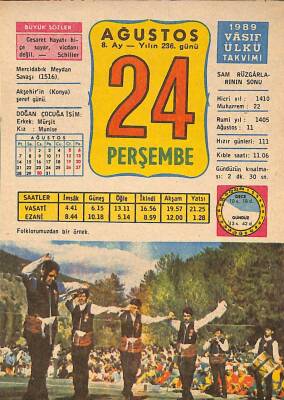 24 Ağustos 1989 Takvim Yaprağı - Doğum Günü Hediyesi EFM(N)10093 - 1