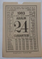 24 Aralık 1983 Takvim Yaprağı - Doğum Günü Hediyesi EFM(N)6878 - Gökçekoleksiyon