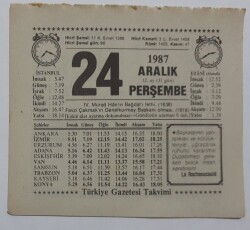 24 Aralık 1987 Takvim Yaprağı - Doğum Günü Hediyesi EFM(N)7193 - Gökçekoleksiyon