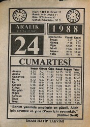 24 Aralık 1988 Takvim Yaprağı - Doğum Günü Hediyesi EFMN14576 - Gökçekoleksiyon