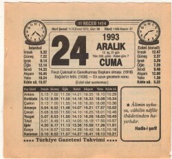 24 Aralık 1993 Takvim Yaprağı EFM(N)4245 - 1