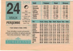 24 Aralık 2009 Takvim Yaprağı EFM(N)4398 - 1