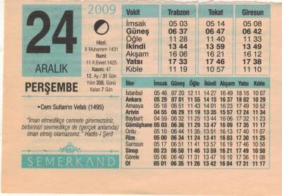 24 Aralık 2009 Takvim Yaprağı EFM(N)4398 - 1