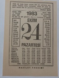 24 Ekim 1983 Takvim Yaprağı - Doğum Günü Hediyesi EFM(N)6727 - Gökçekoleksiyon