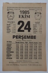 24 Ekim 1985 Takvim Yaprağı - Doğum Günü Hediyesi EFM(N)6669 - Gökçekoleksiyon