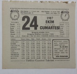 24 Ekim 1987 Takvim Yaprağı - Doğum Günü Hediyesi EFM(N)7132 - Gökçekoleksiyon