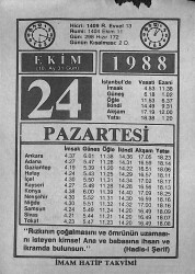24 Ekim 1988 Takvim Yaprağı - Doğum Günü Hediyesi EFMN14637 - Gökçekoleksiyon