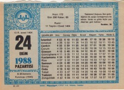 24 Ekim 1988 Takvim Yaprağı EFM(N)3210 - 2