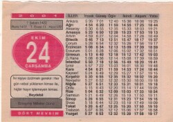 24 Ekim 2001 Takvim Yaprağı EFM(N)3745 - 1