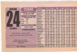24 Ekim 2008 Takvim Yaprağı EFM(N)3272 - 3