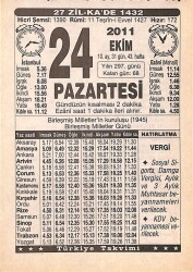 24 Ekim 2011 Takvim Yaprağı - Doğum Günü Hediyesi EFMN15296 - Gökçekoleksiyon