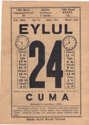 24 Eylül 1965 Takvim Yaprağı EFM(N)3636 - 3