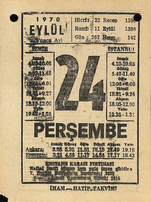 24 Eylül 1970 Takvim Yaprağı - Doğum Günü Hediyesi EFM(N)9900 - 2