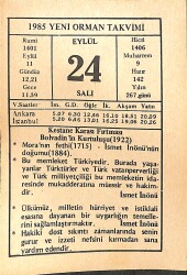 24 Eylül 1985 Takvim Yaprağı - Doğum Günü Hediyesi EFMN14975 - Gökçekoleksiyon