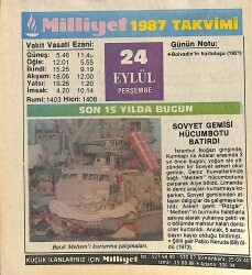 24 Eylül 1987 Takvim Yaprağı - Doğum Günü Hediyesi EFMN14141 - Gökçekoleksiyon