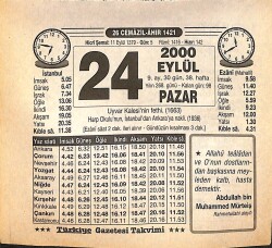 24 Eylül 2000 Takvim Yaprağı - Doğum Günü Hediyesi EFMN14236 - Gökçekoleksiyon