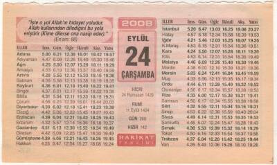 24 Eylül 2008 Takvim Yaprağı EFM(N)2930 - 3