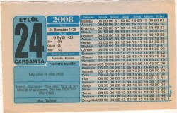 24 Eylül 2008 Takvim Yaprağı EFM(N)2964 - 3