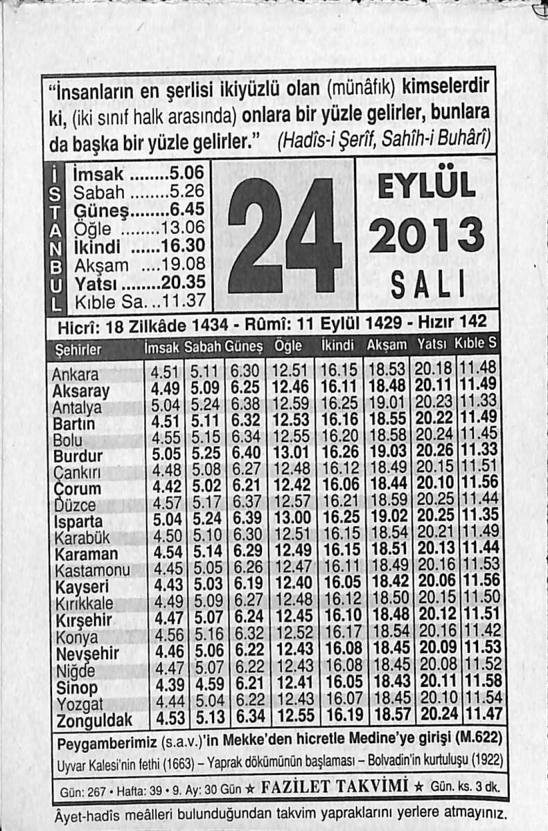 24 Eylül 2013 Takvim Yaprağı - Doğum Günü Hediyesi EFMN13592 - 1
