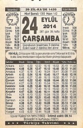 24 Eylül 2014 Takvim Yaprağı - Doğum Günü Hediyesi EFMN14314 - Gökçekoleksiyon