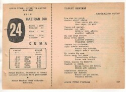 24 Haziran 1960 Ajans Türk Takvim Yaprağı (Şiirli Saatli) EFM(N)1641 - 2