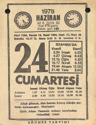 24 Haziran 1978 Takvim Yaprağı - Doğum Günü Hediyesi EFM(N)12544 - Gökçekoleksiyon
