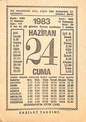 24 Haziran 1983 Takvim Yaprağı - Doğum Günü Hediyesi EFMN15401 - Gökçekoleksiyon