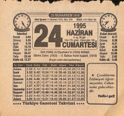  24 Haziran 1995 Takvim Yaprağı - Doğum Günü Hediyesi EFMN15469 - Gökçekoleksiyon
