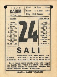 24 Kasım 1970 Takvim Yaprağı - Doğum Günü Hediyesi EFM(N)10756 - 4