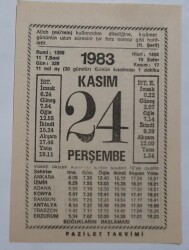 24 Kasım 1983 Takvim Yaprağı - Doğum Günü Hediyesi EFM(N)6908 - Gökçekoleksiyon