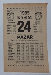 24 Kasım 1985 Takvim Yaprağı - Doğum Günü Hediyesi EFM(N)6700 - Gökçekoleksiyon