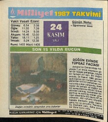 24 Kasım 1987 Takvim Yaprağı - Doğum Günü Hediyesi EFM(N)11855 - Gökçekoleksiyon