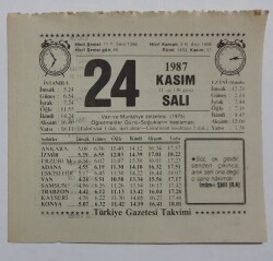 24 Kasım 1987 Takvim Yaprağı - Doğum Günü Hediyesi EFM(N)7163 - Gökçekoleksiyon