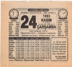 24 Kasım 1993 Takvim Yaprağı EFM(N)3878 - 1