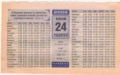 24 Kasım 2008 Takvim Yaprağı EFM(N)3908 - 3