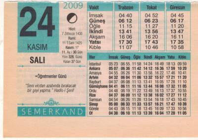 24 Kasım 2009 Takvim Yaprağı EFM(N)3848 - 2