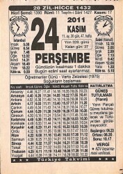 24 Kasım 2011 Takvim Yaprağı - Doğum Günü Hediyesi EFMN15265 - Gökçekoleksiyon