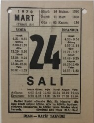 24 Mart 1970 Takvim Yaprağı - Doğum Günü Hediyesi EFM(N)7968 - 2