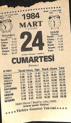 24 Mart 1984 Takvim Yaprağı - Doğum Günü Hediyesi EFM(N)11220 - Gökçekoleksiyon