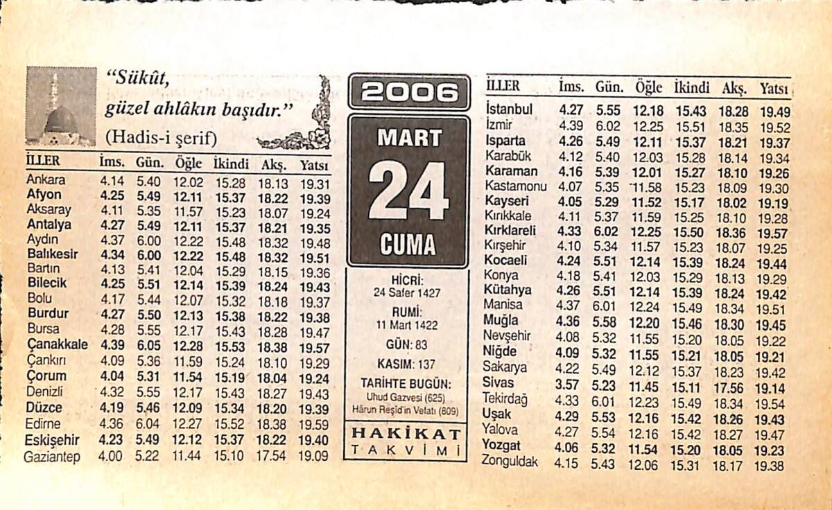 24 Mart 2006 Takvim Yaprağı - Doğum Günü Hediyesi EFMN13240 - 1