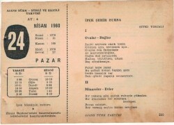 24 Nisan 1960 Ajans Türk Takvim Yaprağı (Şiirli Saatli) EFM(N)1581 - 1