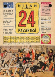 24 Nisan 1972 Takvim Yaprağı - Doğum Günü Hediyesi EFM(N)12261 - Gökçekoleksiyon