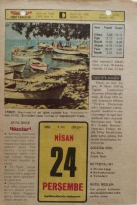 24 Nisan 1980 Takvim Yaprağı - Doğum Günü Hediyesi EFM(N)8408 - 2