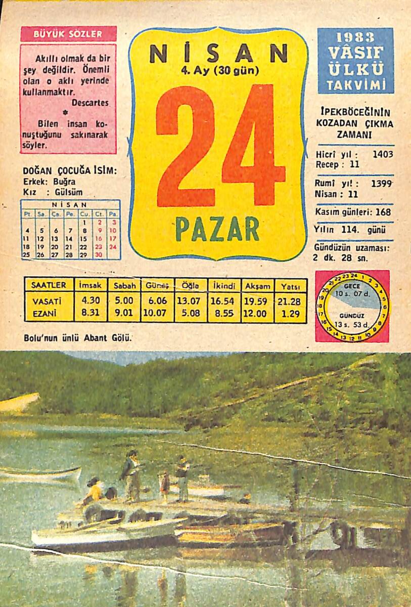 24 Nisan 1983 Takvim Yaprağı - Doğum Günü Hediyesi EFMN15137 - 1