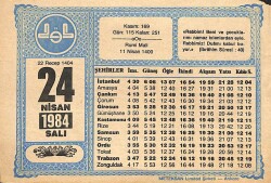 24 NİSAN 1984 Takvim Yaprağı - Doğum Günü Hediyesi EFM(N)10896 - Gökçekoleksiyon