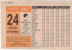 24 Ocak 2007 Takvim Yaprağı EFM(N)5111 - Gökçekoleksiyon