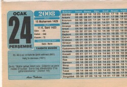 24 Ocak 2008 Takvim Yaprağı EFM(N)4949 - Gökçekoleksiyon