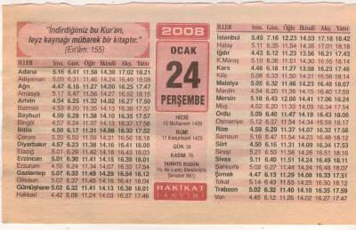 24 Ocak 2008 Takvim Yaprağı EFM(N)5011 - 1