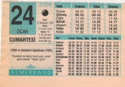 24 Ocak 2009 Takvim Yaprağı EFM(N)4980 - 1